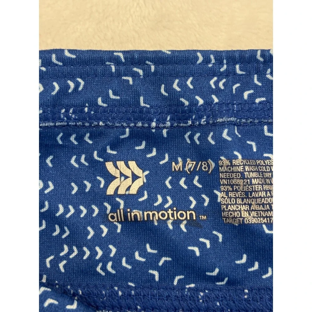 All in Motion Girls Blue Ombre Geometric Print Athletic Leggings Size M 7/8